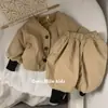 Conjunto infantil, ropa de bebé estilo coreano, colección otoño/invierno, forrado de forro polar y engrosado, ropa exterior unisex para bebé, ropa infantil otoño/invierno