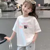 Camiseta Feminina 2026 Novo Estilo de Verão Infantil Algodão Puro Manga Curta Fashionável Solta Top Roupa de Verão para Meninas Mais Velhas Camiseta de Celebridade da Internet