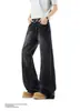 Jeans de Sarja Lavada com Padrão de Raio Americano Verão Novo Corte Limpo Marca Tendência Perna Reta Solta Roupa Masculina Calças Micro Flare Tendência