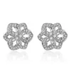 Bestseller de live do TikTok novo e da moda: Brincos de pétalas hexagonais com diamantes inteiros, doces e elegantes, brincos de flor de zircônia com diamantes inteiros estilo socialite