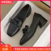 Sapatos Femininos de Couro Genuíno 2026 Outono Estilo Britânico Preto Solado Macio Meia-Salto Mocassins Sapatos de Trabalho Confortáveis