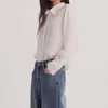 En stock fabricante mayorista 2026 modelo nuevo color liso encaje bordado floral manga larga holgada camisa para mujer