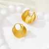 Brinco de Orelha Francês de Nicho Versátil Exagerado Estilo Hong Kong Banhado a Ouro Real Listrado Irregular Sexy Grande Texturizado