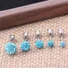 Pendientes de Bola Full Diamond de Venta Caliente Transfronterizos, Diseño de Nicho a la Moda, Pendientes de Diamante Brillantes, Pendientes de Bola de Diamante Multicolores de Acero de Titanio