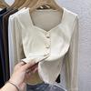 Top Francés Sencillo Elegante Camisa de Pana de Gama Alta para Mujer Chaqueta Corta Estilo Chanel Cuadrada Retro para Mujer