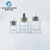 En stock 15 ml30ml50ml hombro plano fondo grueso redondo recto botella de esencia anillo de cabeza grande gotero de vidrio botella de aceite esencial material de embalaje
