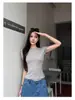 Camiseta de mujer W de manga corta y cuello redondo, hombro normal, regular, elegante y versátil, hecha de Tencel Lyocell, top ajustado y favorecedor para mujer