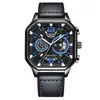 Reloj Deportivo Lige/Lige Transfronterizo Octagonal para Hombre Multifuncional Impermeable con Calendario Luminoso