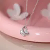 Collar de Mariposa de Plata de Ley S999 Totalmente Incrustado de Lujo Ligero de Moda para Mujer con Diseño Único y Cadena de Clavícula Versátil a la Moda