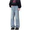 Jeans retro desgastados lavados para hombre estilo callejero americano teñidos de barro amarillo pantalones largos tipo papá callejeros sueltos rectos