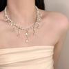 Colar de Pérola Gota d'Água Estilo Francês Novo Chegada Feminino Luxo Leve Vintage Estilo Corte de Princesa Corrente para Clavícula Corrente de Colar para Vestido de Festa Diamante