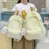 Nova Mochila Escolar Rosa Claro Estilo Japonês de Alto Valor Estético para Meninas, Mochila com Laço Colorido Doce, Bolsa Leve de Duas Alças para Alunos do Ensino Fundamental II e Médio