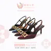 Sandalias de Tacón Alto Elegantes de Otoño con Punta Fina, Hebilla Cuadrada, Espalda Abierta, Una Correa, Estilo Lujo Ligero, Tacón Delgado, Sandalias de Tacón Alto con Temperamento para el Trabajo