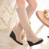 Botas Altas Multi-Uso con Puño, Botas de Nieve, Botas de Tacón Alto de Cuña, Wish, Amazon, Aliexpress, Botas de Talla Grande, Modernas y Versátiles