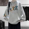 Suéter grueso de invierno para hombre americano con forro polar, marca de moda, holgado, con estampado de letras, estilo Hong Kong, versátil, casual, top de primavera y otoño