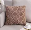 Suministro directo de fábrica almohada de felpa acolchada de piel de conejo cojín para sofá de sala de estar mesita de noche funda de almohada funda de almohada de color liso venta al por mayor
