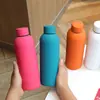 Botella deportiva de boca pequeña recubierta de goma, taza aislante de acero inoxidable 304 de doble capa al vacío, taza recta de boca pequeña estilo americano