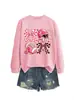 Amazon eBay Estación Independiente Moda Casual Versátil para Mujer Animadora Cuadros Lazo Sudadera Deportiva Comercio Exterior