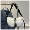 Bolsa de Pintura a Tinta para Mujer 2024 Otoño Nuevo Ins Vintage Estilo Chino Bolsa de Tela de Nylon Color de Contraste Versátil Bolso de Hombro Cruzado