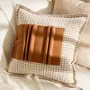 Funda de Cojín Decorativo para Sofá Cama Estilo Retro de Gama Alta Tono Crema Cojín Lumbar Marrón Funda de Cojín para Ventana de Rincón
