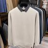Suéter Falso de Duas Peças com Gola de Tricô Waffle para Homens, Estilo Outono e Inverno, Lã Integrada, Quente, Engrossado, Camada Base de Tricô