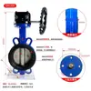 Válvula de Mariposa Manual de Turbina de Hierro Fundido con Línea Central, Abrazadera, D371X-16Q, Placa de Acero Inoxidable 304 con Revestimiento de Caucho Ptfe-Epdm