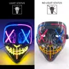 Comercio electrónico transfronterizo Halloween Máscara LED brillante de cara completa con forma de V y ojos X ensangrentados, accesorio de disfraz para fiestas de máscaras