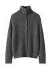 Novo cardigã de tricô de cashmere com estampa floral para outono e inverno para mulheres, apresentando gola alta, design de abotoamento simples, corte solto e um estilo relaxado e casual.