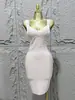Europa y Estados Unidos transfronterizo sexy escote bajo cintura cadera sin mangas bronceado vendaje vestido moda atuendo caliente para fiesta