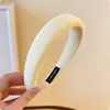 Faixa de Cabeça de Esponja Cor Café com Leite de Cano Alto com Aba Larga para Mulheres, Outono e Inverno, Faixa de Cabelo Não Apertada para Lavar o Rosto, Faixa de Cabelo para Uso Diário