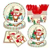 Novo Cervo de Natal Árvore de Natal Prato de Papel Descartável Decoração de Festa Adereços Utensílios de Mesa Descartáveis Conjunto para Festa