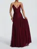 Vestido largo de noche strapless con escote en V profundo, estilo europeo y americano, para mujer; vestido largo de malla entallado a la cintura, para fiestas de cóctel, reuniones anuales y eventos de cena; venta al por mayor