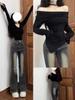 Jeans Americano de High Street com Barra Levemente Flare para Mulheres 2025 Novo Design Outono e Inverno Versão Reta Estreita Calça Versátil com Forro de Lã