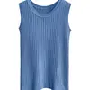 Camisola blanca para mujer, ropa interior de verano, camiseta básica sin mangas de punto de seda helada, top corto ajustado slim-fit para llevar por fuera