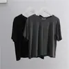 Camiseta Modal de Manga Corta para Mujer Verano Modal Corta Holgada Color Puro Manga Media Top Delgado Estudiante Camiseta Casual