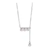 Collar de plata de ley s925 con perla de corchea extraíble, sensación de lujo ligero de nicho de alta gama, cadena de barra recta para la clavícula para mujer