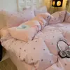 Juego Sencillo de Gasa con Fruncidos de Cuatro Piezas Juego de Tres Piezas Rayado para Dormitorio de Estudiantes Buena Calidad Funda de Edredón Individual Ropa de Cama Cómoda para Cama Doble