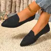 Zapatos de Salón Individuales para Mujer Tallas Grandes de Comercio Exterior 2026 Nueva Llegada Punta Fina Zapatos Planos Flyknit Slip-on Corte Bajo Zapatos Individuales Estilo Europeo y Americano Zapatos para Mujer