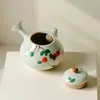 Tetera Japonesa con Mango Lateral de Caqui Pintada a Mano Juego de Té Kung Fu para Uso en Casa con Filtro de Agujero de Bola, Tetera Pequeña de Mano