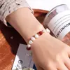 Pulsera de Perlas de Agua Dulce para Mujer Diseño de Nicho ins Pulsera de Lujo Ligero Mejor Amiga Cristal Retro Perla de la Suerte Pulsera de Perlas