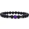 Venta caliente transfronteriza Europa y Estados Unidos 8mm piedra volcánica natural esmerilada ojo de tigre lapislázuli cuentas para hombres y mujeres pulsera de mano al por mayor