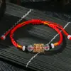 Pulsera de cordón rojo año de nacimiento tejida a mano hilo de oro seis palabras pulsera real para hombres y mujeres estilo étnico poliéster joyería mangying