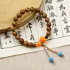 Pulseira de Sândalo Nova para Outono e Inverno com Toque de Luxo, Design de Lótus, Joia Versátil Estilo Chinês Novo, Acessório de Pulseira de Contas Estilo Chinês Tradicional