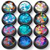 Venta al por mayor transfronteriza de lentejuelas para decoración de uñas con forma de corazón de 6 mm, maquillaje superflash láser, pegamento para decoración de uñas, manualidades con goteo.