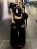 Pantalones de chándal desgastados con bordado de gradiente, estilo callejero retro americano para mujer, pantalones casuales versátiles de verano, holgados, de pierna ancha, adelgazantes