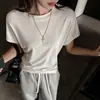 Camiseta de Manga Corta Plisada con Cuello en V de Gama Alta para Mujer, Estilo Delgado, Ropa Interior, Nuevo Modelo Verano 2026, Hombro Normal, Ceñida a la Cintura, Top Versátil