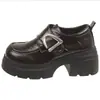 Mocasines de Piel Genuina Estilo Británico Suela Gruesa Tacón Grueso para Mujer 2026 Otoño Nueva Llegada Hebilla Metálica Zapatos de Una Sola Pieza Mary Jane Zapatos Pequeños de Cuero