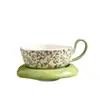 Juego de Té de Cerámica con Tazas, Platillos y Tetera para Uso Doméstico, Adecuado para Regalo, Serie de Rama y Vid de Cerámica con una Cesta Portátil