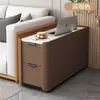 Gabinete Lateral de Sofá de Pie de Lujo Ligero con un Toque de Alta Gama, 30 cm de Ancho, Hecho de Madera Maciza, Ultra Angosto, Gabinete Lateral de Espacio Pequeño, Mesa Auxiliar Moderna Simple