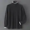 Suéter de Lana Pura Nuevo Otoño/Invierno Baicai Rong para Hombre, Grueso, Cuello Semi Alto, Manga Raglán, Tejido de Punto, Capa Base Simple de Punto
